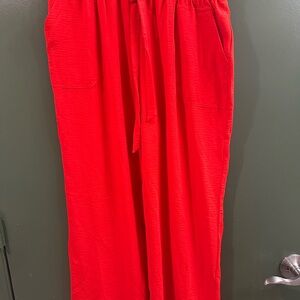 Soho Apparel Vibrant Orange-Red Drawstring Pants